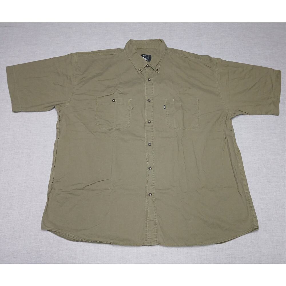 Lakin McKey Work Shirt Mens 3XL R Olive Short Sleeve Button Down Cotton Durable